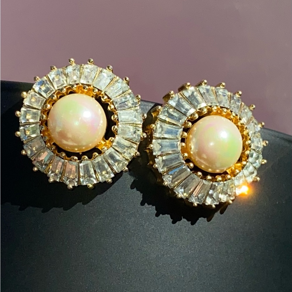 Christian Dior Pearl and Diamond Clip-on Earrings.